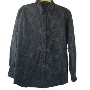 Beverly Hills Polo Paisley Print Embossed Black Men's Long-sleeved Shirt Sz M
